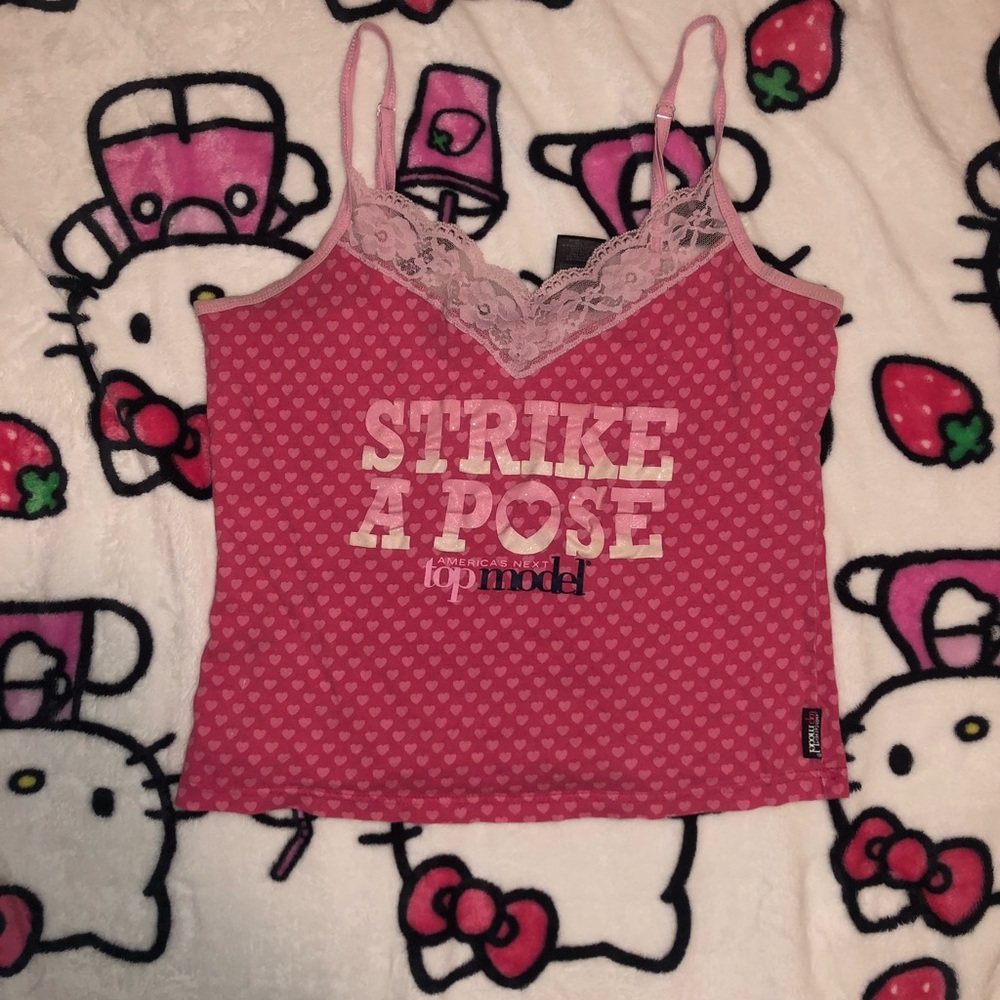 SOLD America’s Next Top Model ANTM Strike a Pose lace pink cami top